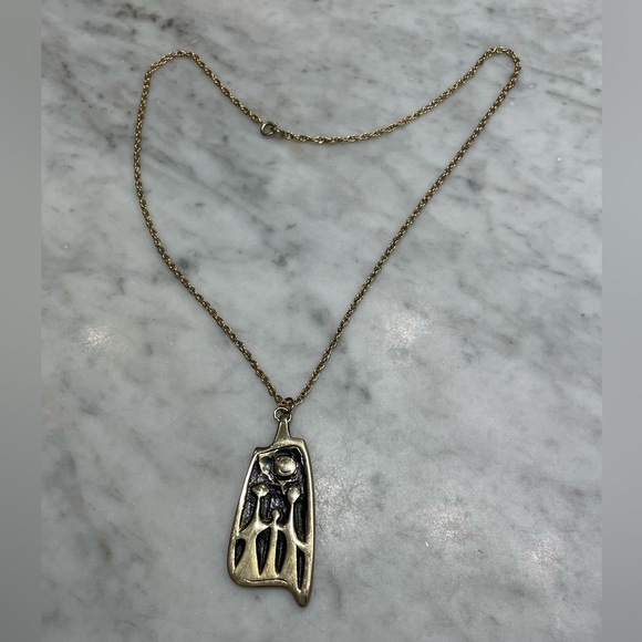 Vintage Brutalist Mid-Century Pendent and Necklace - Picture 1 of 5